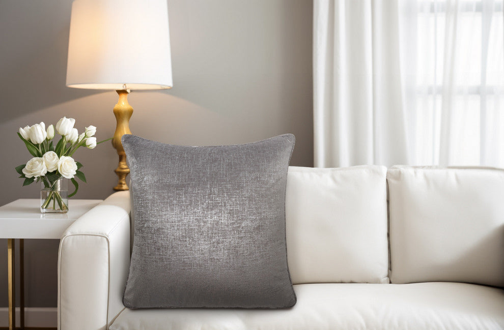 GLAMtastic Alderon 20" Velvet Accent Pillow, Set of 2, Pewter