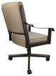 Leather Memphis Dining Caster Chair Swivel Tilt with Wheels, Tan Leather on Brown