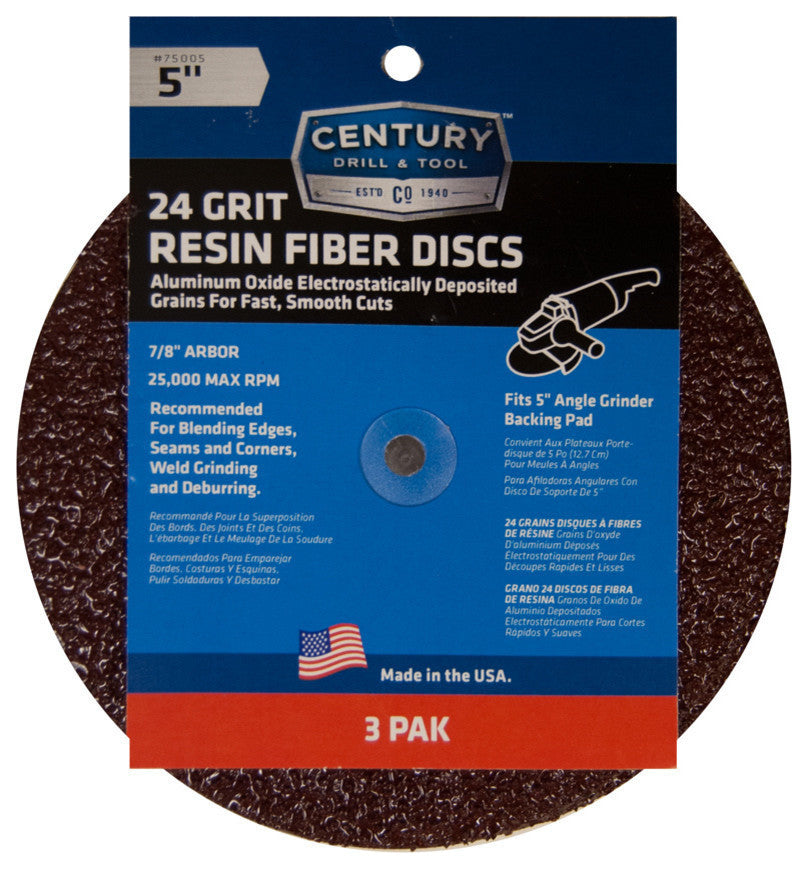 5" Resin Fiber Disc, 24 Grit