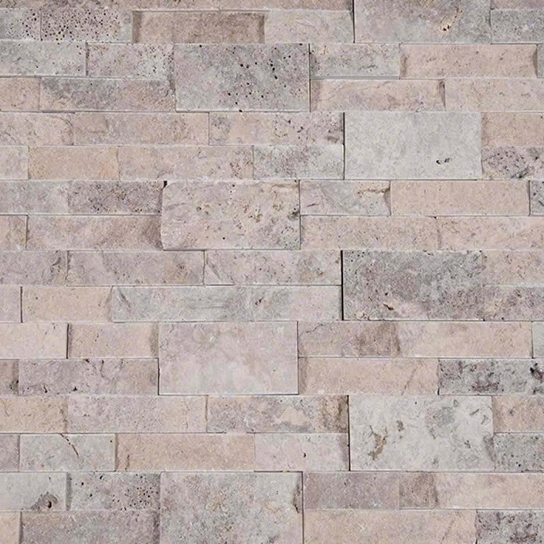 Silver Travertine 6x24 Split Face Ledger Panel, 50 Sq. ft., 6"x24"