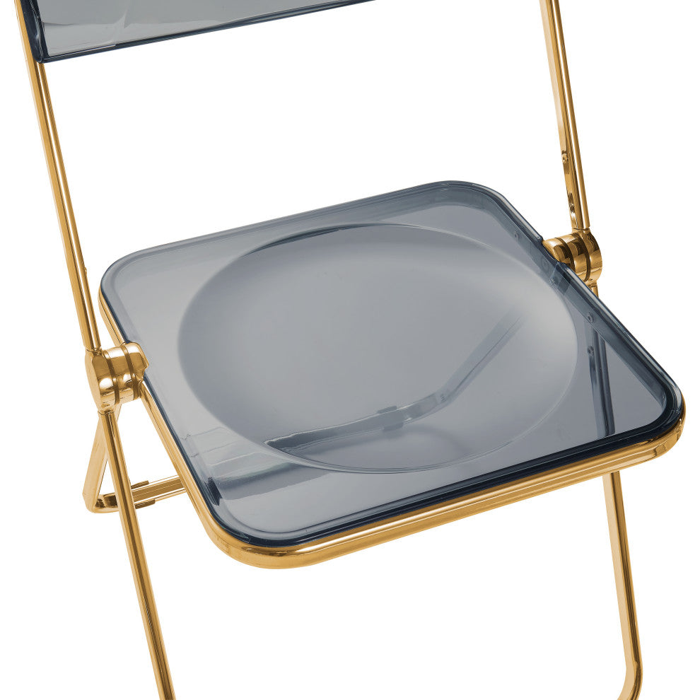 Lawrence Acrylic Folding Chair With Gold Frame, Transparent Black
