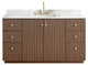 Oza Bath Vanity with Quartz Stone Top, Aged Dark Brown Oak, 60", Single Vanity, No Mirror