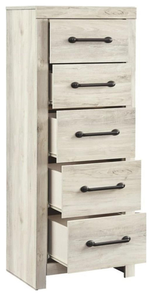 Signature Design by Ashley Cambeck Narrow 5 Drawer Chest in Whitewash