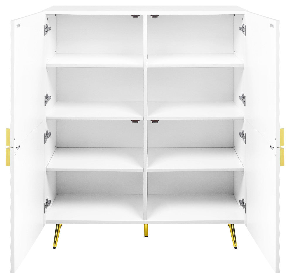 Acme Gaines Accent Cabinet White High Gloss Finish