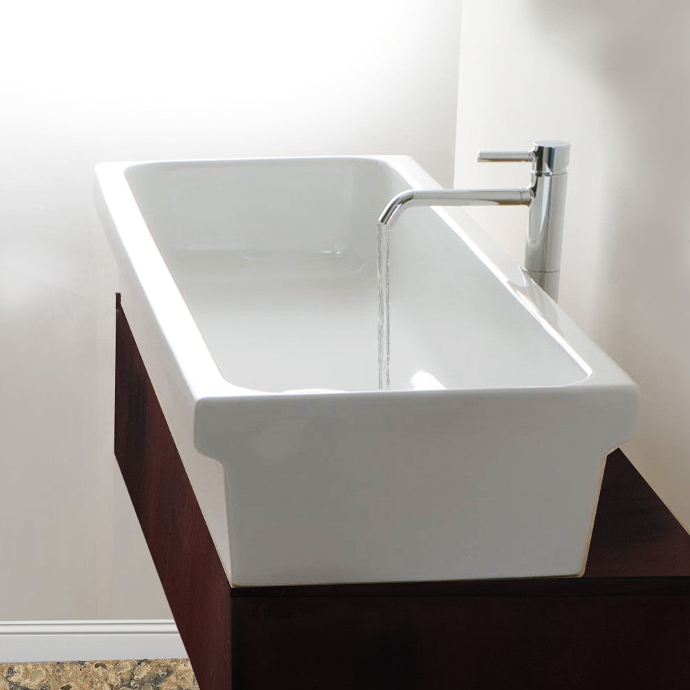 Nantucket Sinks Rectangular Italian Fireclay Vessel Sink, 35.5"