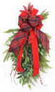 Pine Swag with Berries and Buffalo Plaid Ribbon