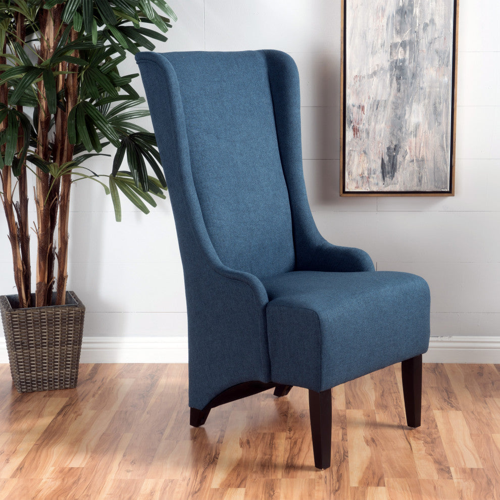GDF Studio Sheldon Traditional Design High Back Fabric Dining Chair, Dark Blue
