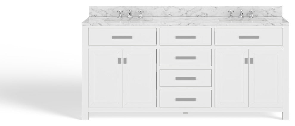 The Polaris Bathroom Vanity, Pure White, 72", Double Sink, Freestanding, With Mirror
