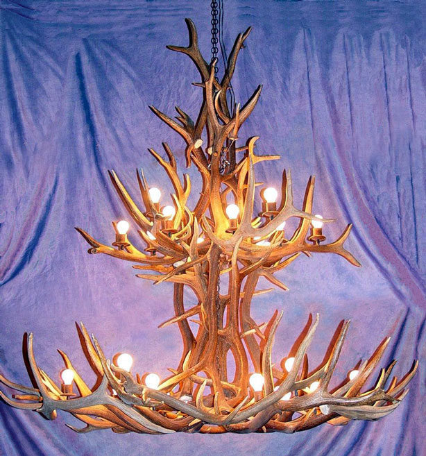 Real Antler Elk King Jewel Deer Chandelier Light