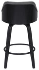 26" Gray Swivel Faux Leather Black Wooden Bar Stool
