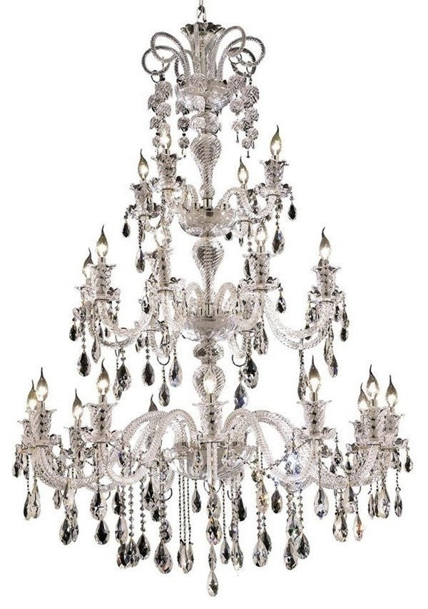 Elegant Elizabeth Foyer Hall Light, Chrome Finish With Royal Cut Crystal
