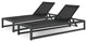 Hannah Outdoor Mesh Chaise Lounge, Set of 2, Black and Gray