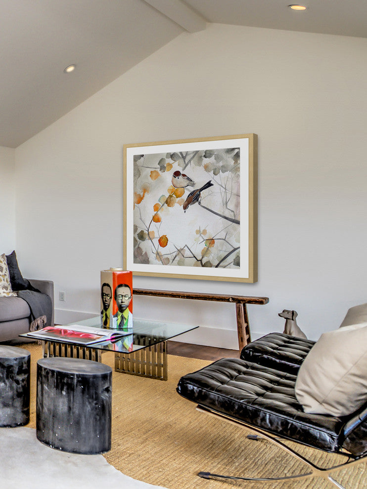 Marmont Hill, "Fall Birds" by Christine Lindstrom Framed Painting Print, 24x24