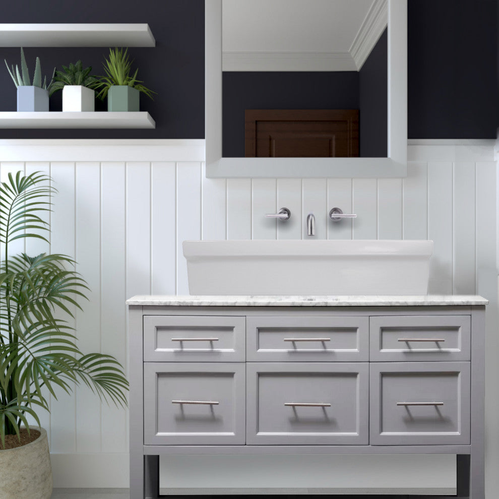 Nantucket Sinks Rectangular Italian Fireclay Vessel Sink, 35.5"