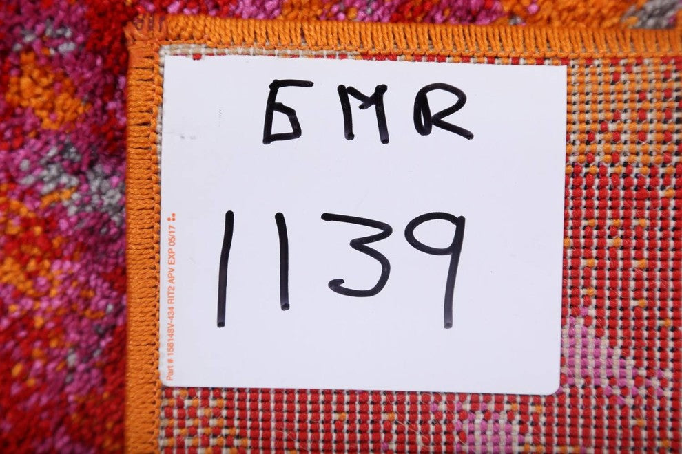 Agra All-Over Machine Made Turkish Oriental Distressed Area Rug Overdyed, Orange