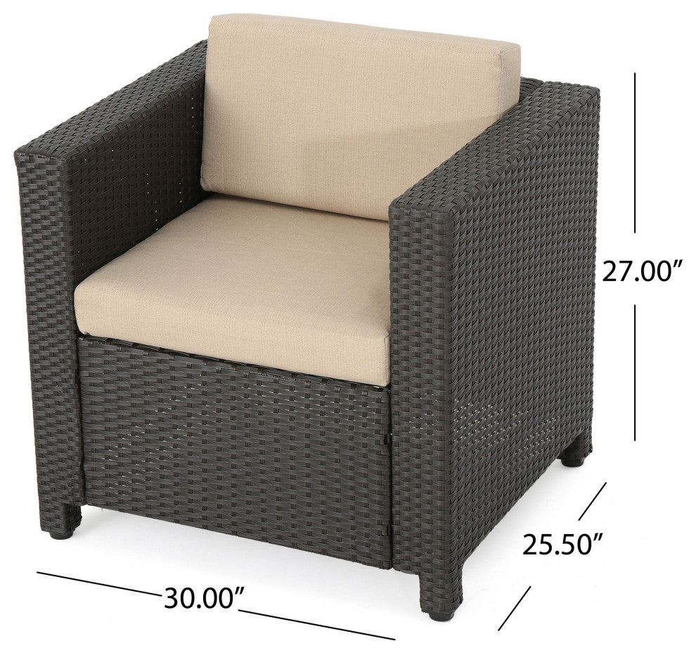 GDF Studio 4-Piece Livingston Outdoor Fire Pit Chat Set, Brown