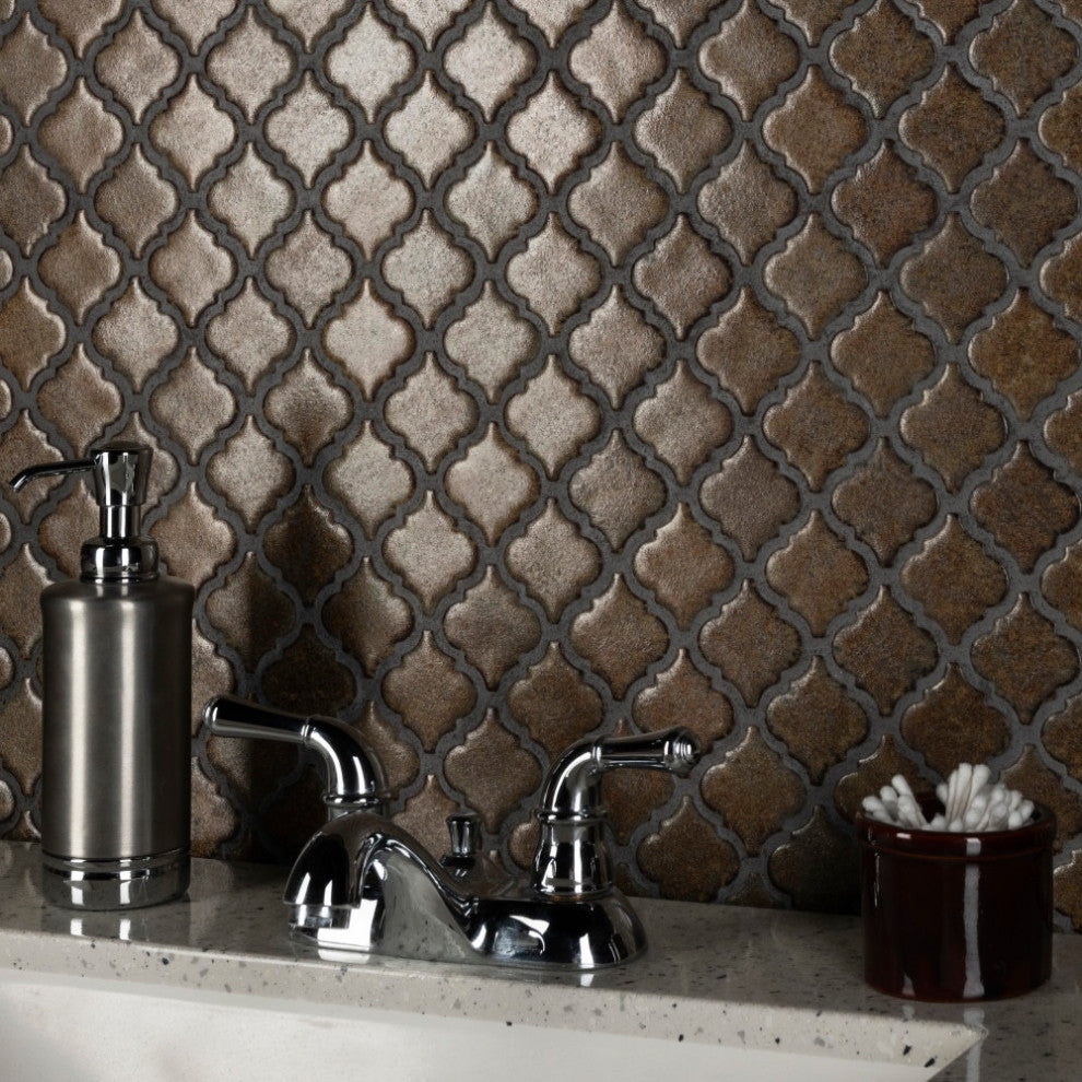 Hudson Tangier Mosaic Floor and Wall Tile, Brownstone