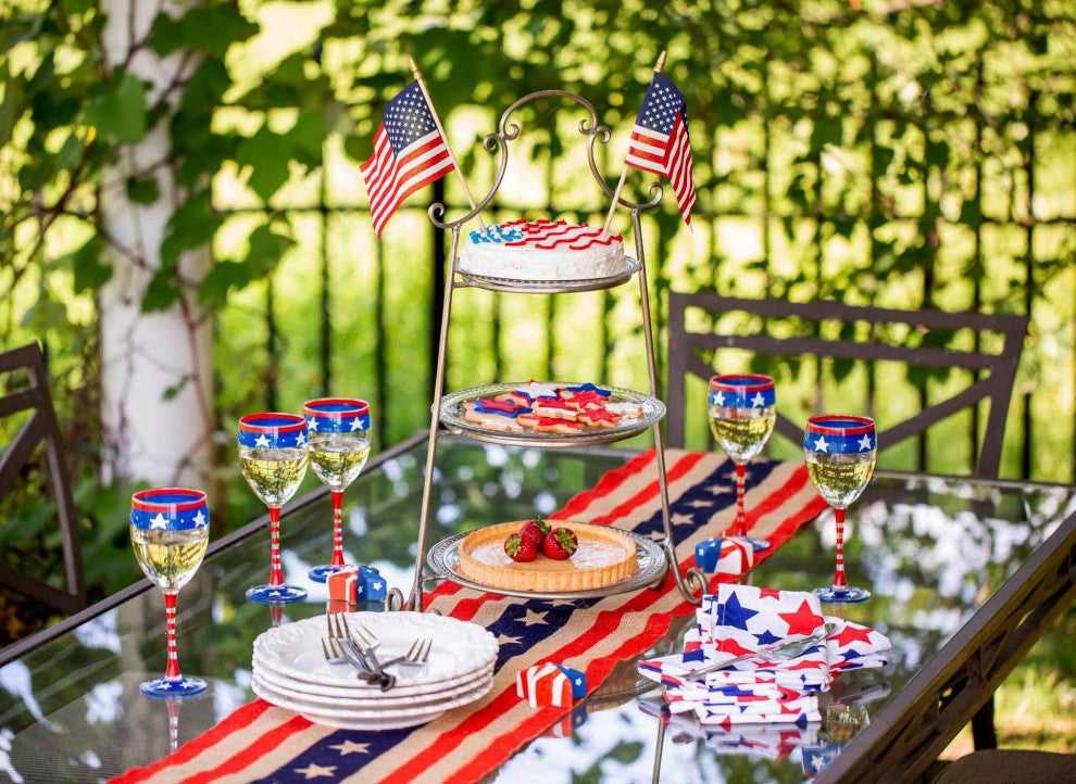 Stars and Stripes Wine Glass Patriotic Collection, Set of 2