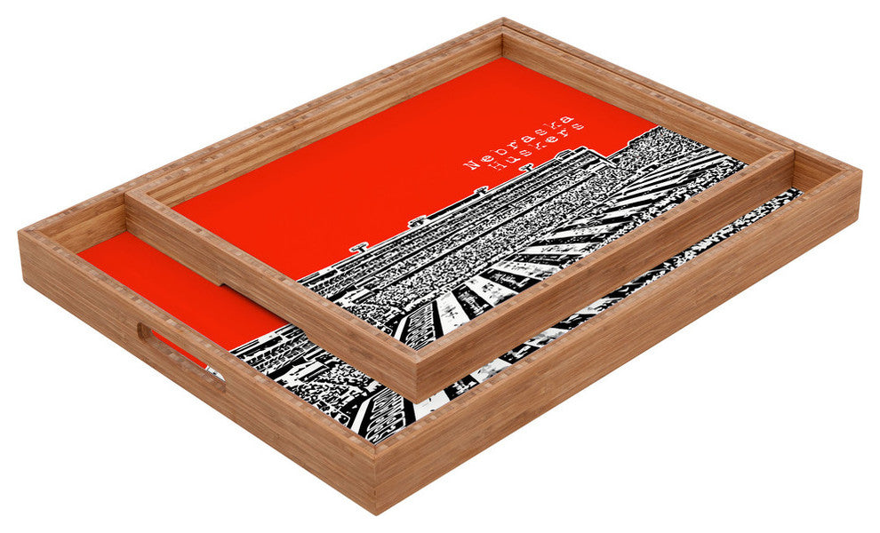 Deny Designs Bird Ave Nebraska Huskers Red Rectangular Tray