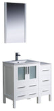 Torino 36" White Modern Bathroom Vanity With Side Cabinet, FFT1040CH