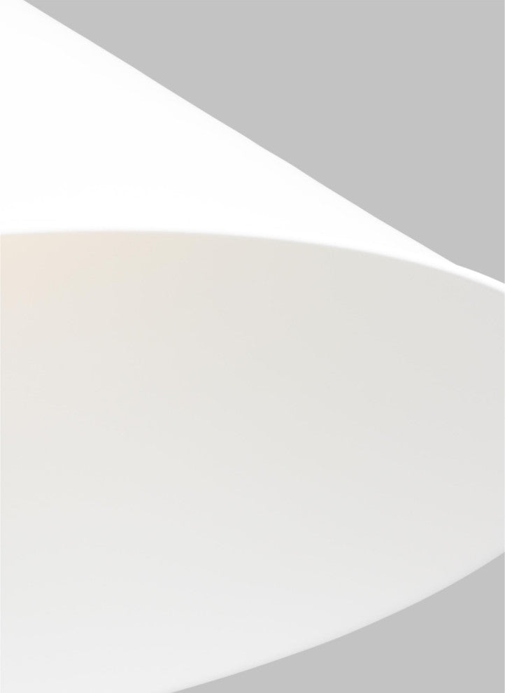 Wellfleet Wide Cone Pendant, Matte White and Burnished Brass