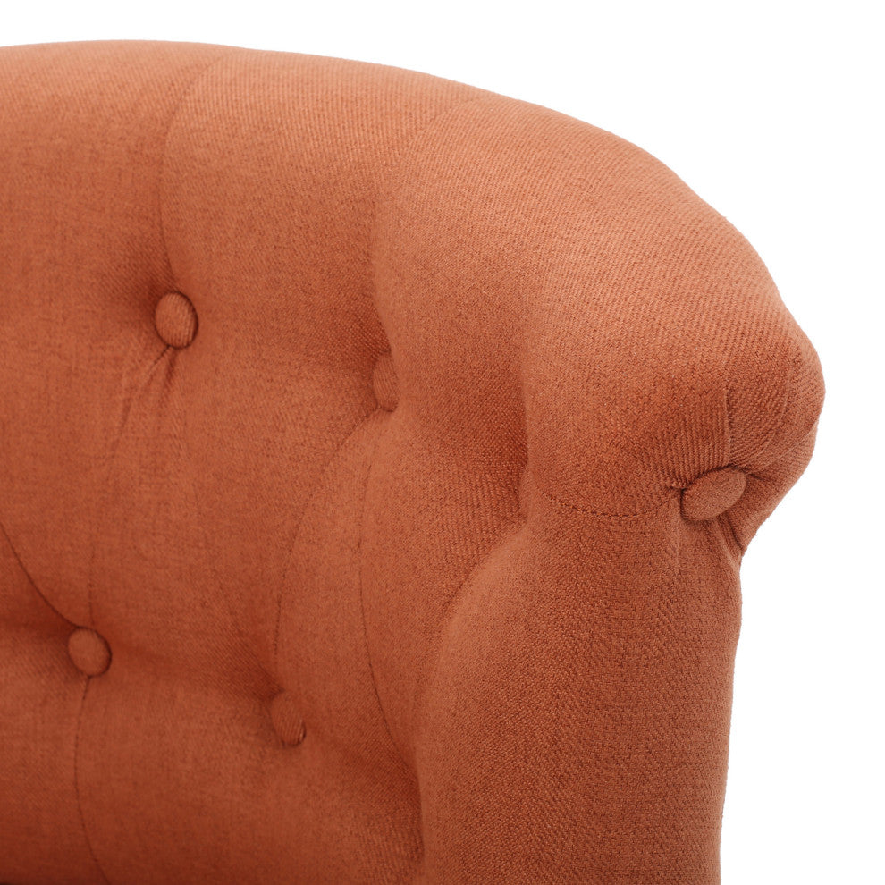 GDF Studio Donna Plush Modern Tufted Accent Chair, Orange/Natural