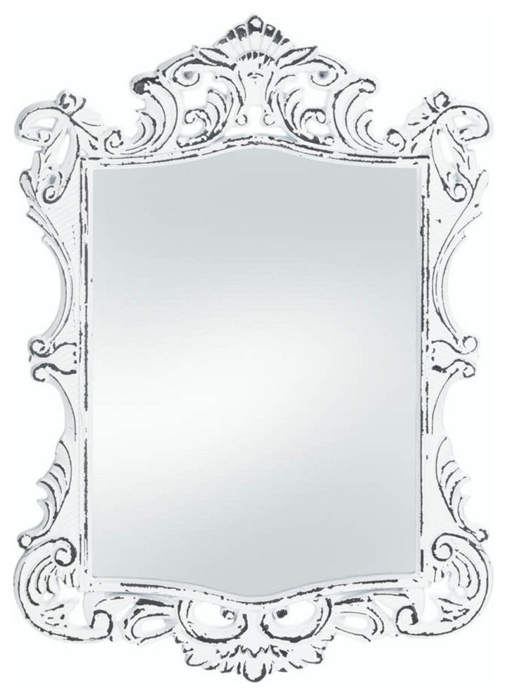 Regal White Distressed Wall Mirror