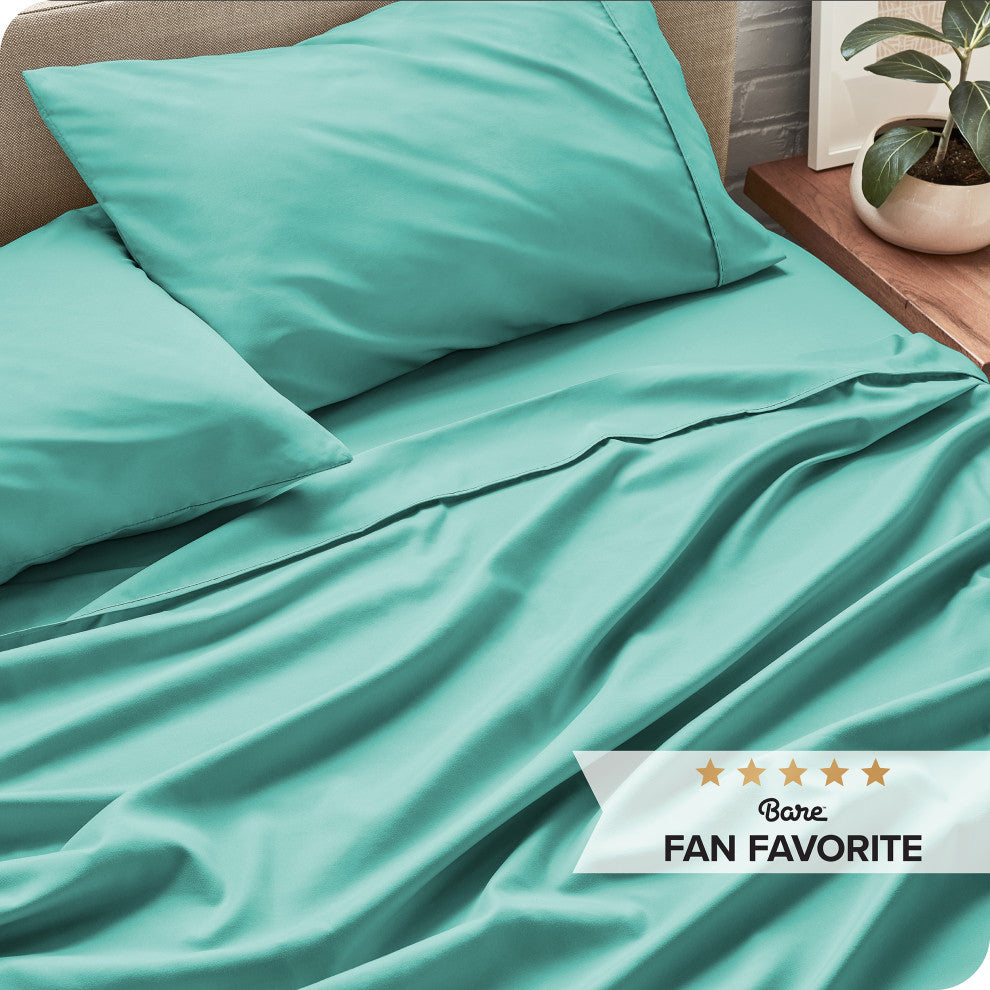 Bare Home Twin XL 1800 Microfiber Sheet Set, Turquoise