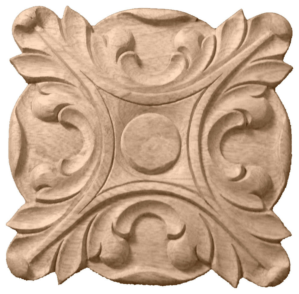 6 1/2"W x 6 1/2"H x 1"P Acanthus Rosette, Alder