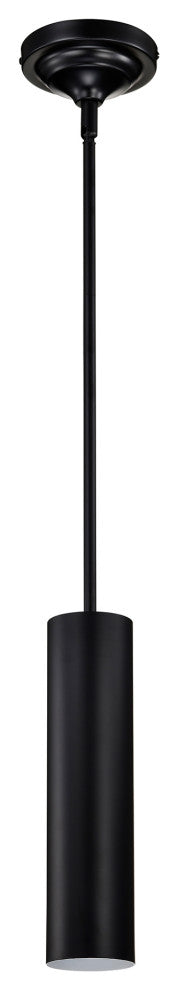 1-Light Matte Black Modern Mini Pendant Light With Cylindrical Metal Shade