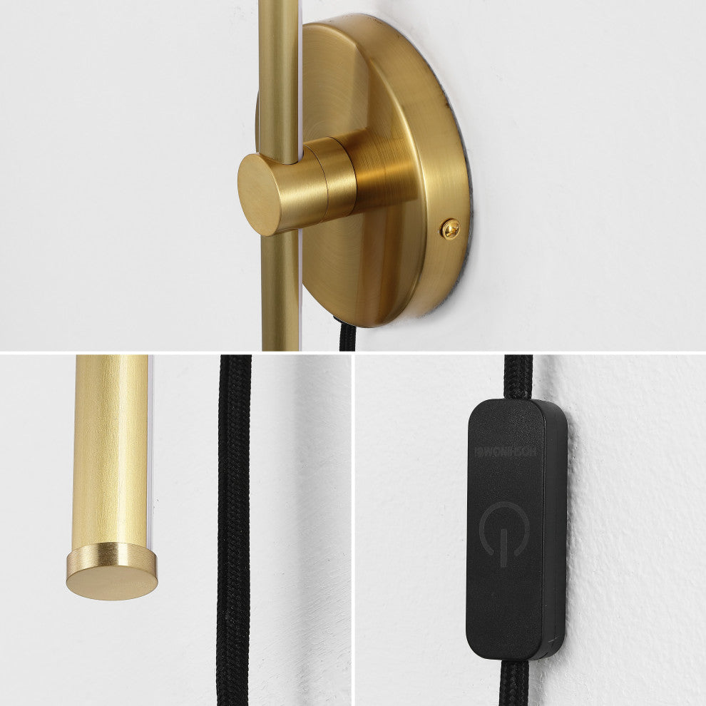 1-Light Modern Minimalist Iron Adjustable Bar Integrated LED Plug-In Sconce