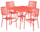 35.5'' Square Indoor-Outdoor Steel Patio Table and 4 Square Back Chairs, Coral