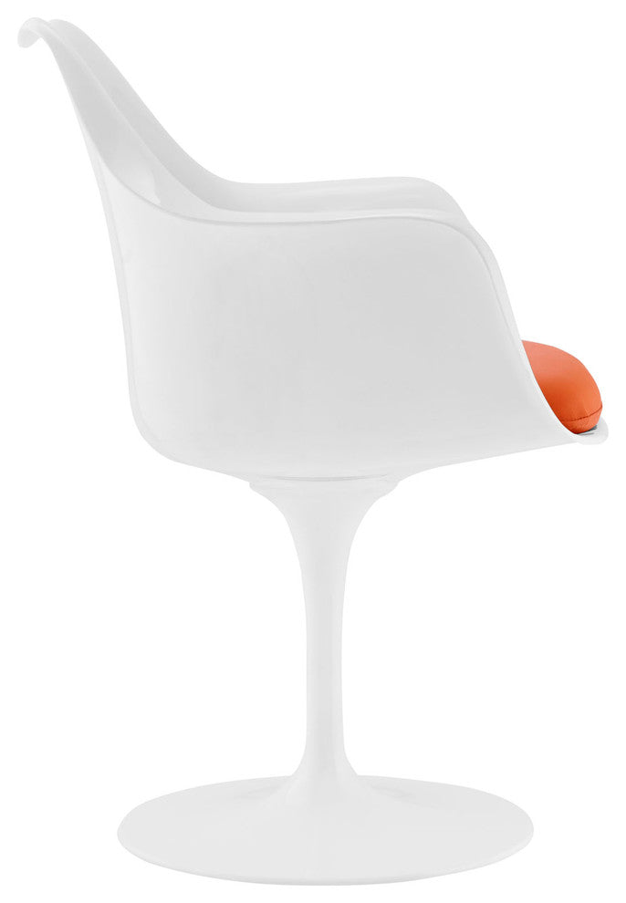 Modern Urban Contemporary Dining Vinyl Armchair, Orange Plastic