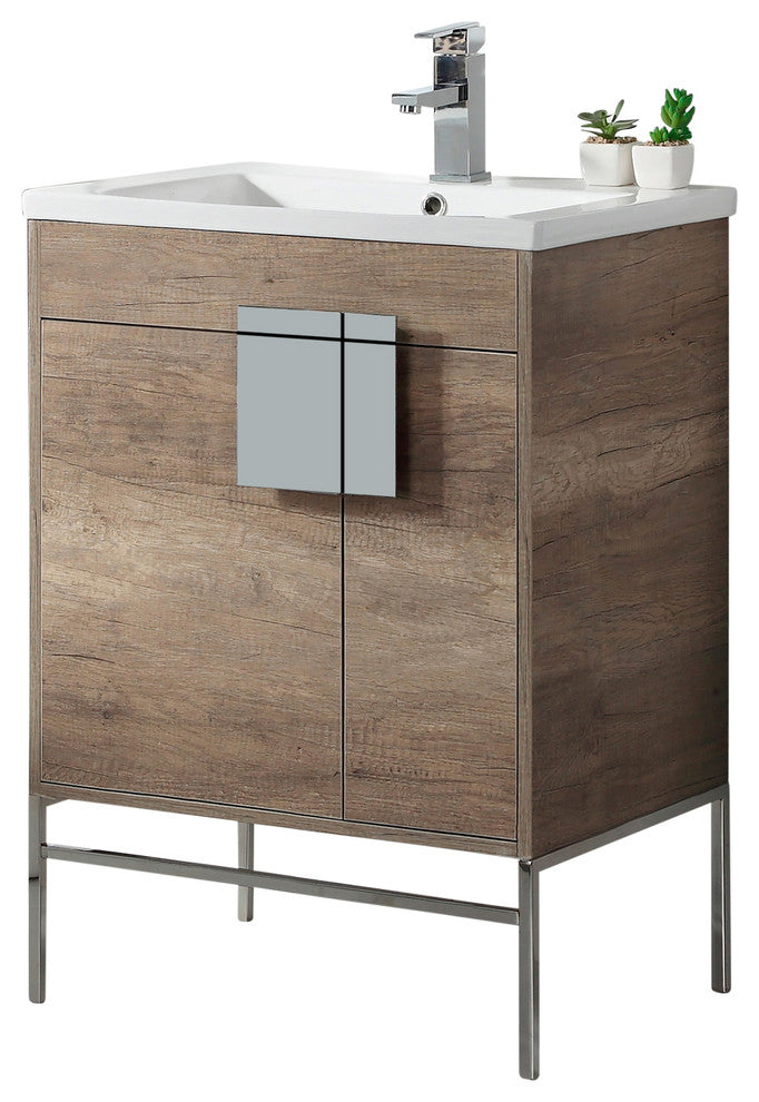 Bathroom Vanity Set, Shadow Gray, 24", Polished Chrome Hardware