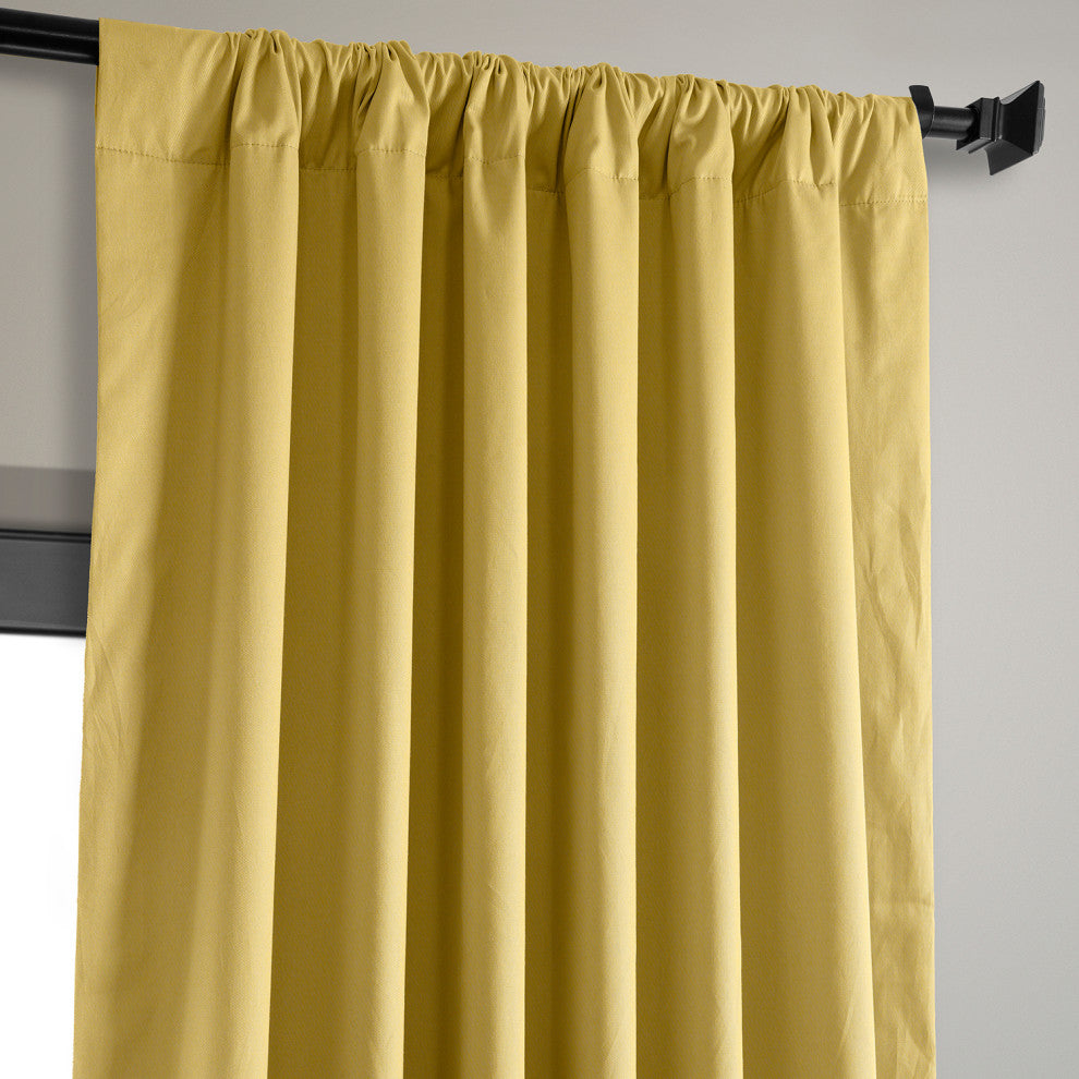 Solid Cotton Blackout Curtain Single Panel, Light Ochre, 50w X 108l