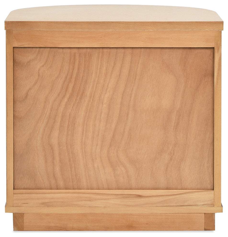 Valentine 24" 2-Drawer Fluted Storage Side Table, Natural Brown Beech Wood