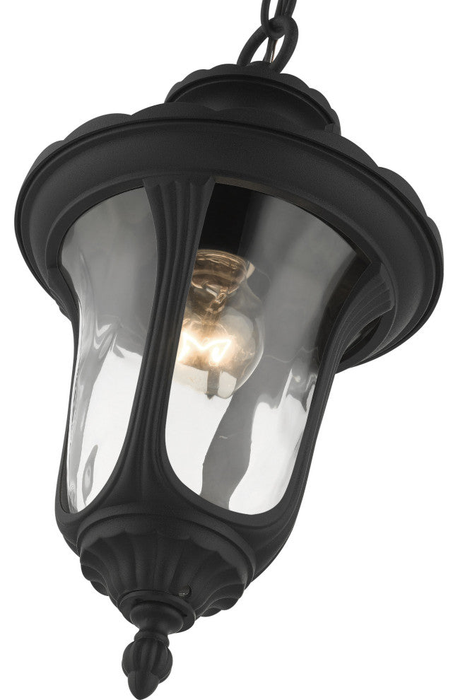 Textured Black Traditional, Victorian, Sculptural, Outdoor Pendant Lantern