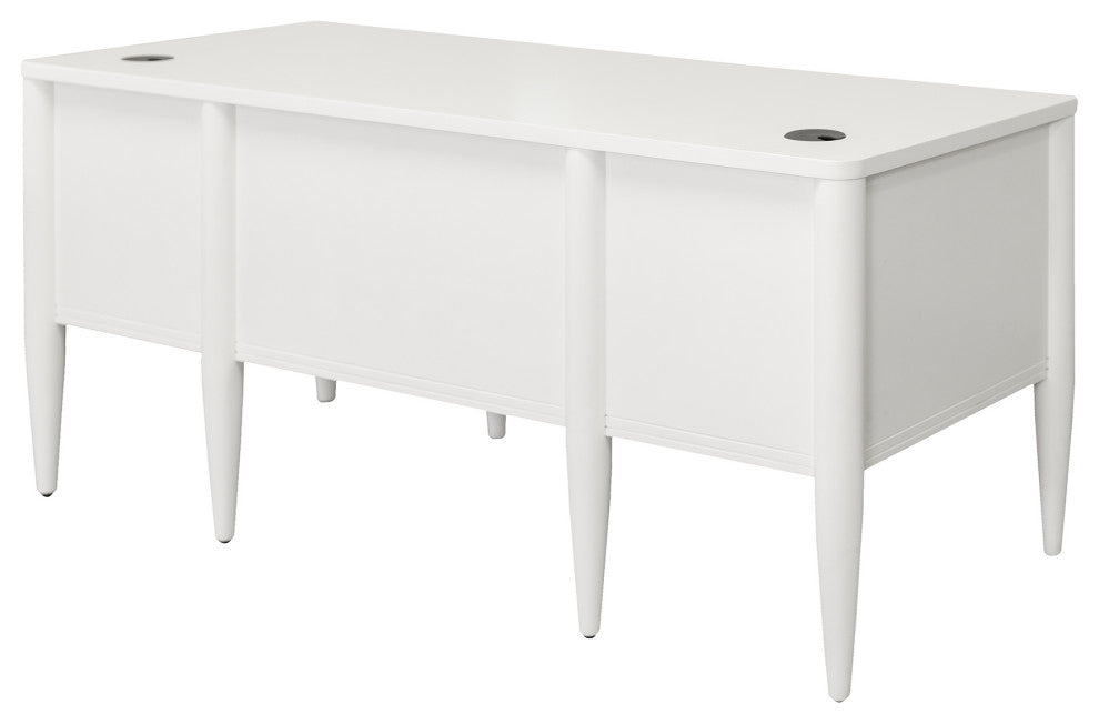Contemporary Half-Pedestal Desk, Office Desk, Accent Desk, White