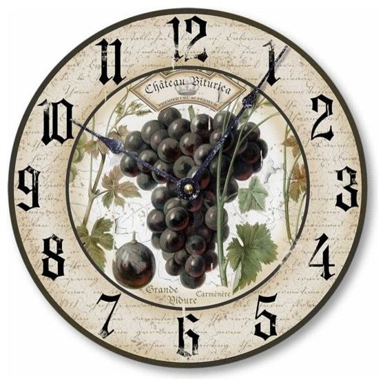 Vintage-Style Classic Wine Grapes Wall Clock, 10.5 Inch Diameter