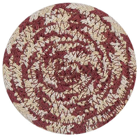 Olive/Burgundy/Gray Round Coaster, 4"x4"