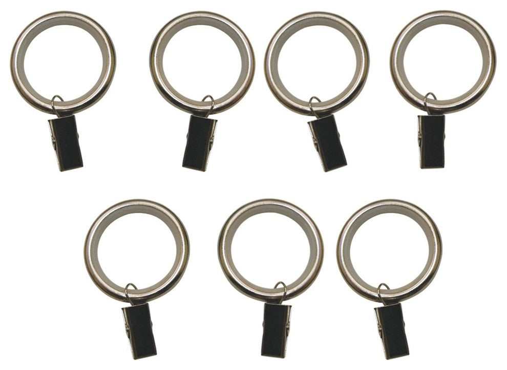 Silent Glide Nylon Lined Clip Rings for 22/25/28mm Rod, Set of 7 Brushed Nickel