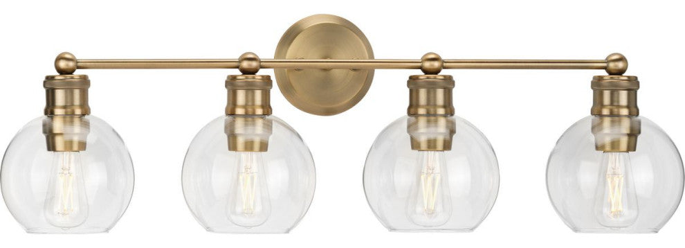 Hansford Collection Four-Light Vintage Brass Bath Vanity Light
