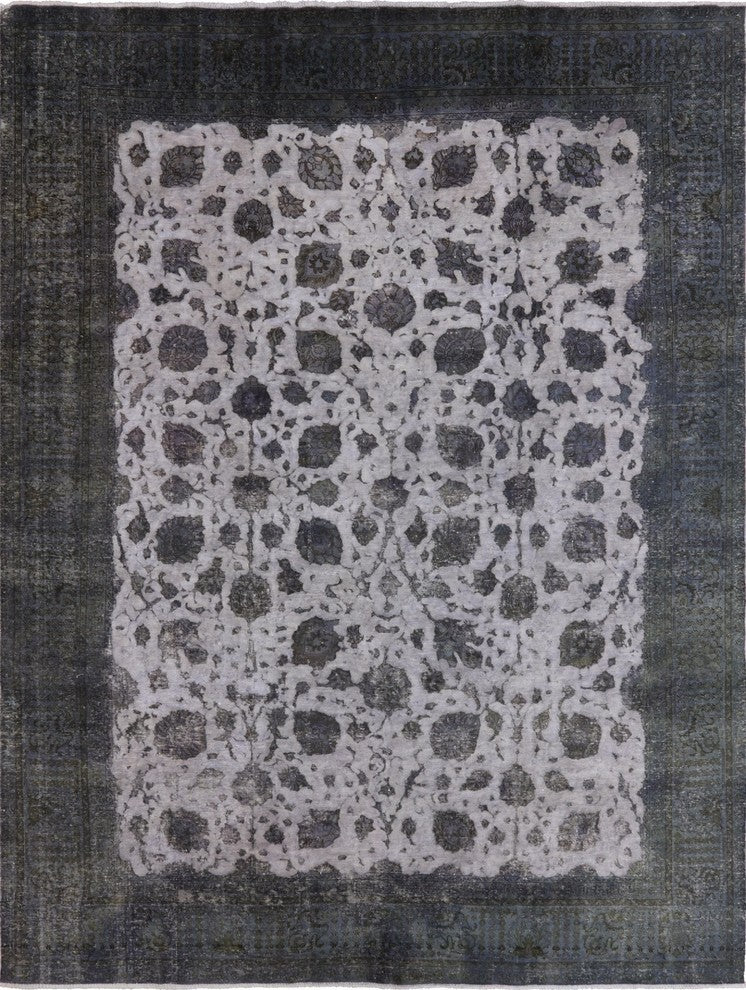 Blue Overdyed Hand-Knotted Wool Rug, 10'x13'