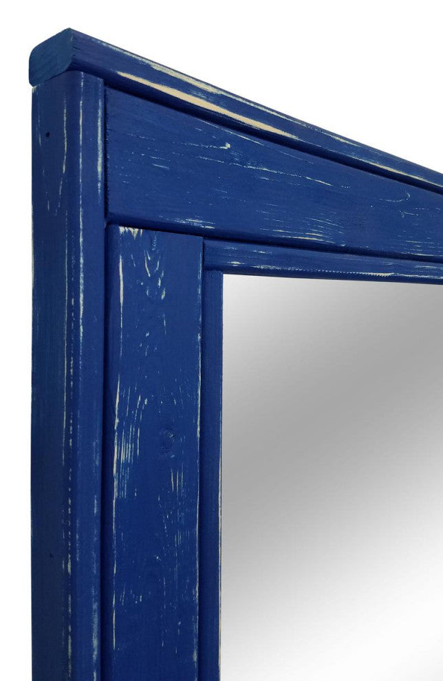 Herringbone Vanity Mirror, True Blue, 36"x30", Horizontal