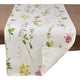Linen Table Runner With Watercolor Floral Stem Design, Off-White, 16"x72"
