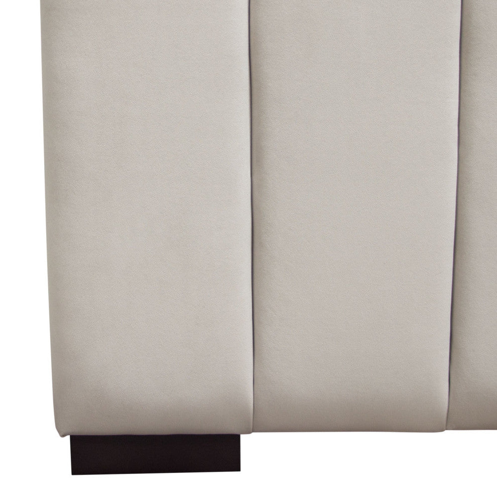 Venus Vertical Channel Tufted Eastern King Bed, Light Gray