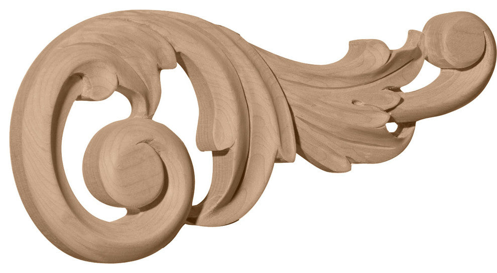 9 1/8"W x 4 1/8"H x 3/4"D (Each Side) Medium Swaying Scrolls (Pair), Cherry