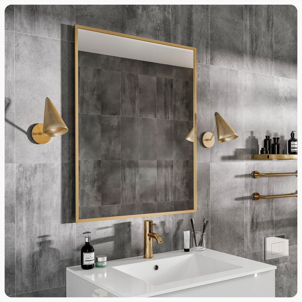 Eviva Gold 24" x 30" Rectangular Gold Metal Framed Mirror