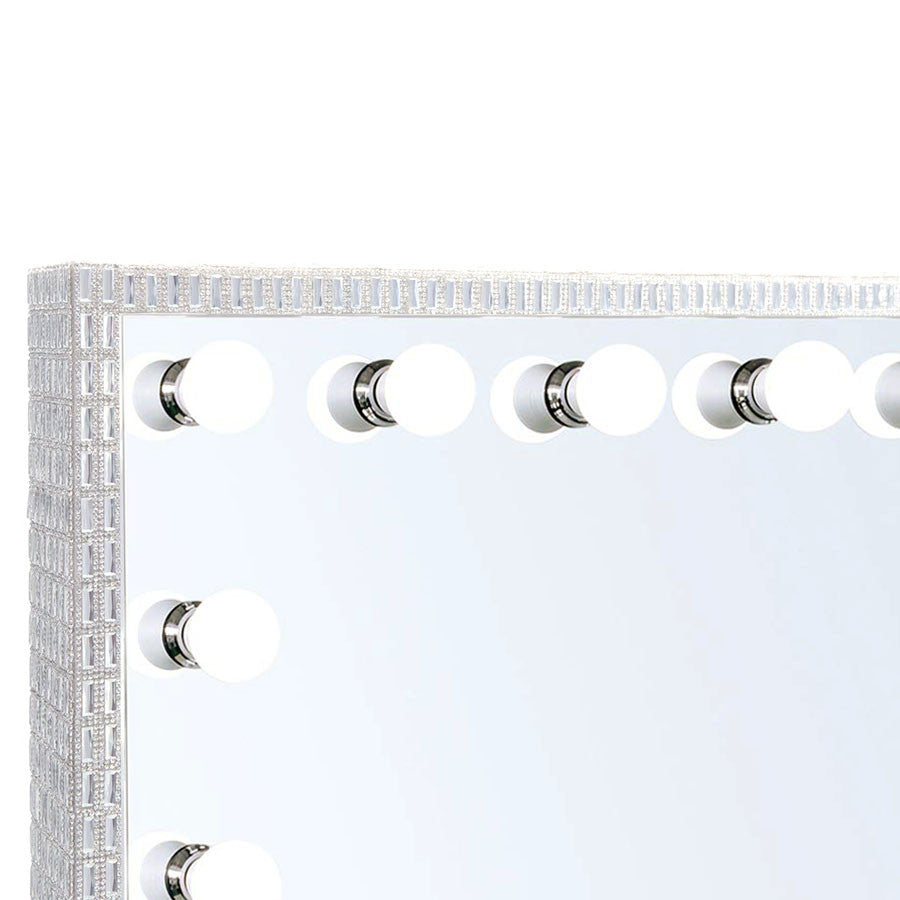 Glam-crystal Vanity Set With LED Mirror and Dimmer, White