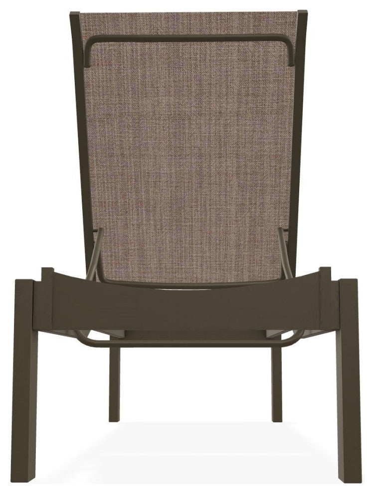 Leeward Sling Stackable Outdoor Chaise Lounge, Augustine Fennel/Beachwood